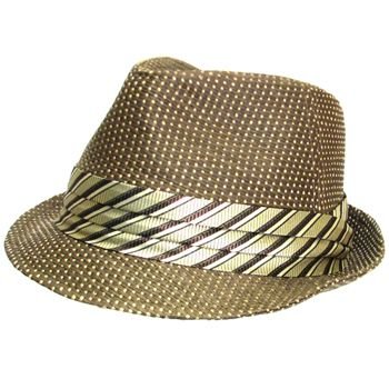WOVEN BRAID NECKTIE BAND FEDORA TRILBY HAT BROWN M/L
