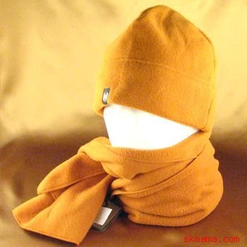 WINTER FLEECE POLAR SKATE BEANIE HAT SCARF SET ORANGE
