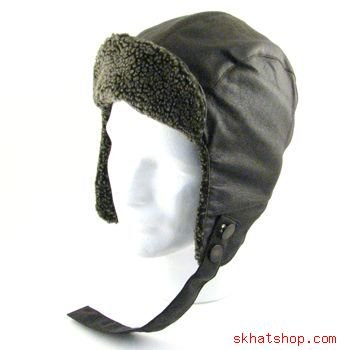 FAUX LEATHER FUR PILOT TRAPPER TROOPER HAT * BROWN M/L