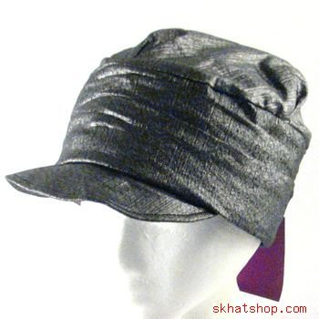 COTTON CRINKLE LUREX NEWSBOY CABBY DRIVER CAP HAT BLACK