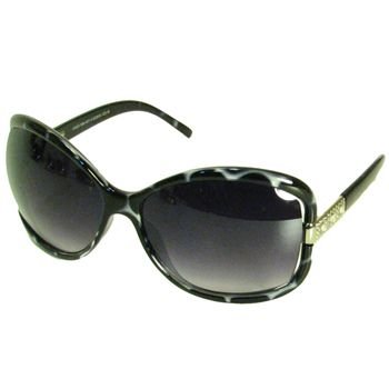 Oversized Rectangle Sunglasses Rhinestones Black Clear