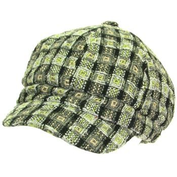 Wool Woven Square Knit Full Newsboy Cabby Cap Hat Gray
