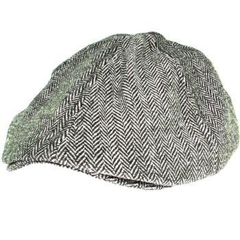 WOOL TWEED HERRINGBONE IVY DRIVING GOLF CAP HAT BLACK
