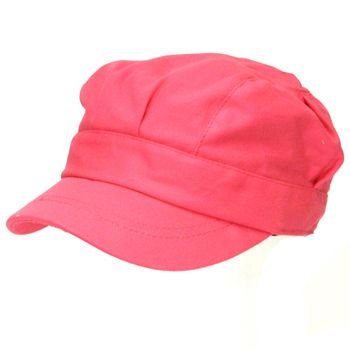 NEW COTTON 6 PLEAT CADET MILITARY NEWSBOY CAP HAT PINK