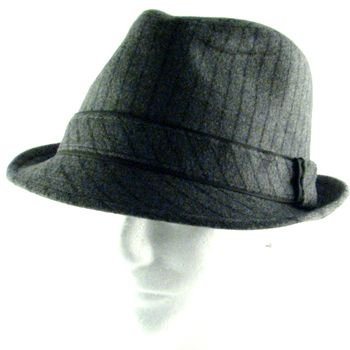 NWT WOOL PINSTRIPE STINGY FEDORA TRILBY HAT GRAY L/XL