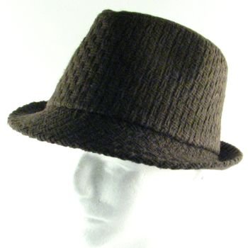 NEW WOVEN WOOL STINGY FEDORA TRILBY HAT CAP BROWN M/L