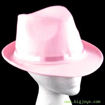 PINSTRIPE FEDORA TRILBY BELT GANGSTER HAT CAP PINK S/M