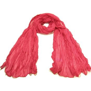 NEW LIGHT SHEER THIN CRINKLE LONG SCARF 68x23 HOT PINK