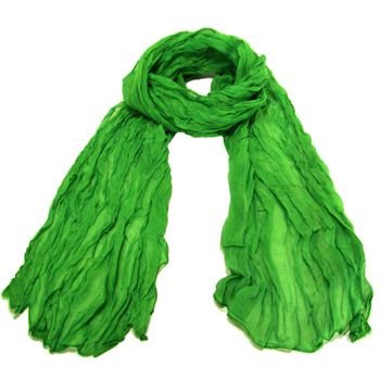 NEW LIGHT SHEER THIN CRINKLE LONG SCARF 68x23 GREEN