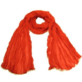 NEW LIGHT SHEER THIN CRINKLE LONG SCARF 68x23 RED
