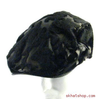 FAUX LEATHER FUR IVY DRIVING GOLF CAP HAT BLACK SP S/M