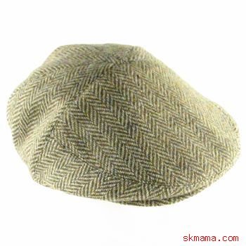 100% WOOL HERRINGBONE IVY DRIVER GOLF CAP HAT BROWN S/M