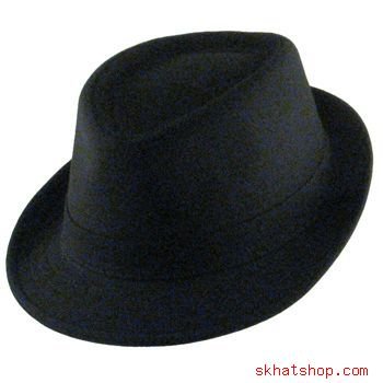 COTTON PIQUE FEDORA TRILBY HAT STINGY BRIM BLACK M/L
