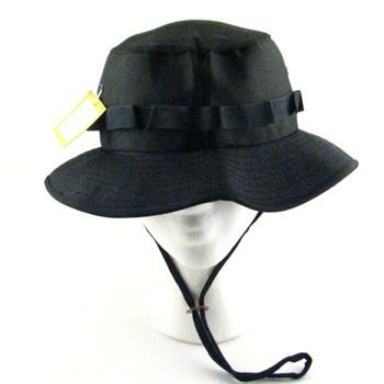 JUNGLE BOONIE FISHERMAN HUNTING BUCKET HAT * BLACK MED
