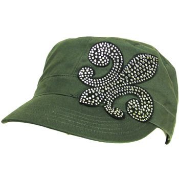 Fleur De Lis Clear Crystal Castro Cadet Hat Cap DK Gray