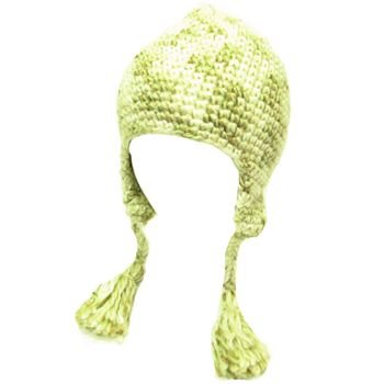 Wool Handknit Trooper Trapper Ski Knit Hat Multi Ivory