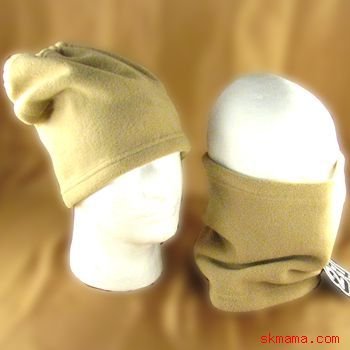 2 IN 1 SKI SKATE POLAR FLEECE NECK HEAD WRAP HAT * TAN