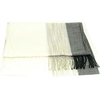 BIG PLAID JACQUARD LONG SCARF WRAP SHAWL STOLE IVORY
