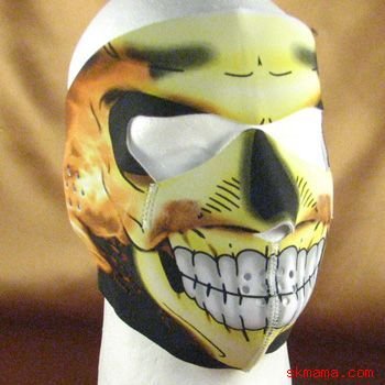 FLAME SKULL NEOPRENE FULL FACE MASK NOSE MOUTH VENT SKI