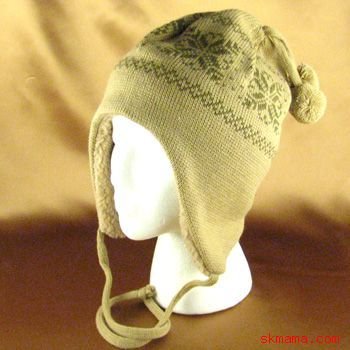 SKI SKATE 2 ply KNIT HAT TROOPER TRAPPER FLAPS BEIGE