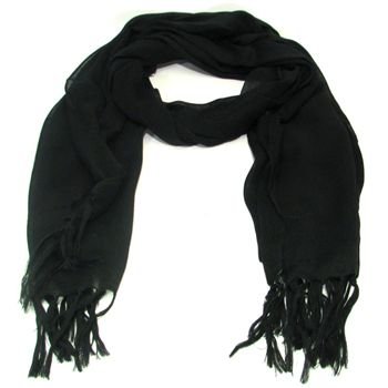 SHEER THIN SPRING LONG SCARF WRAP SHAWL 74x24 BLACK