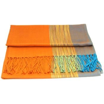 BIG PLAID JACQUARD LONG SCARF WRAP SHAWL STOLE ORANGE
