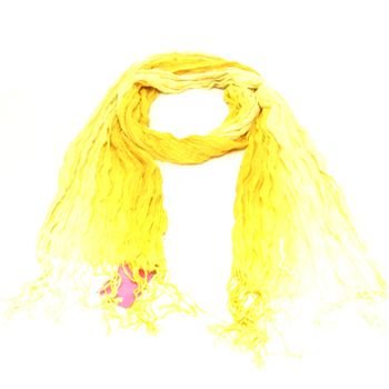 LIGHT CRINKLE BRAID LONG SCARF WRAP SHAWL 70x25 YELLOW