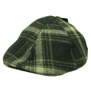NWT Wool Plaid panel Duck Bill Ivy Cabby Hat Charcoal