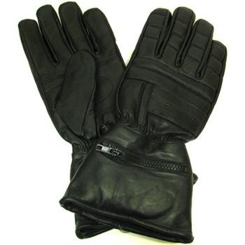 Men's Gauntlet Leather Biker Gloves w Rain cover XL