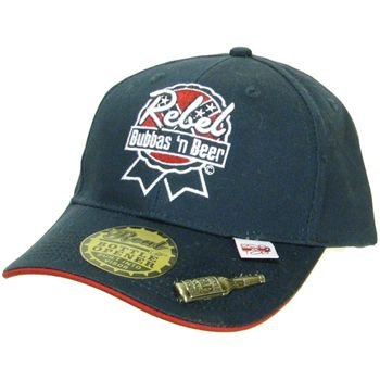 REBEL BUBBAS N BEER HUNTING BOTTLE CAP OPENER HAT NAVY