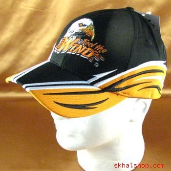 Feel the Wind eagle MOTORCYCLE BASEBALL CAP HAT BLK ADJ