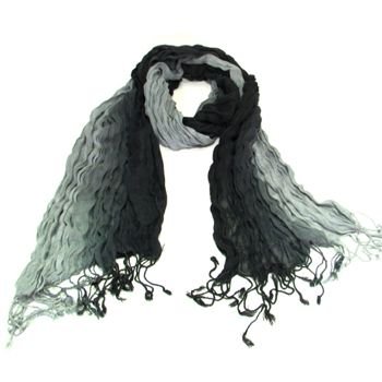 LIGHT CRINKLE BRAID LONG SCARF WRAP SHAWL 70x25 BLACK