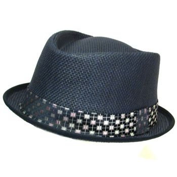 VENT SUMMER UPTURN DIAMOND FEDORA TRILBY HAT NAVY M/L