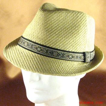S AMERICAN BAND STINGY BRAID FEDORA HAT NATURAL L/XL