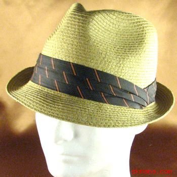 BRAID 3 PLEAT BAND STINGY FEDORA TRILBY HAT NATURAL M/L