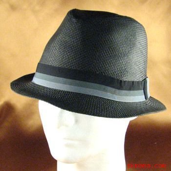 STRIPE BAND STINGY BRIM BRAID FEDORA TRILBY HAT BLACK L