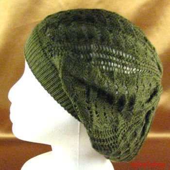 NEW LIGHT CROCHET KNIT SLOUCHY TAM BERET CAP HAT OLIVE