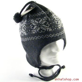 NWT SKI SKATE 2 ply KNIT HAT TROOPER TRAPPER FLAPS GRAY