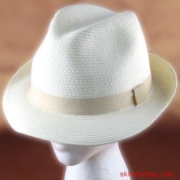 BRAID FEDORA TRILBY GANGSTER CRUSHABLE BAND HAT IVORY L
