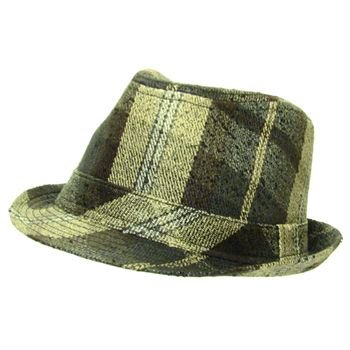 San Diego Hat Co Textured Plaid Fedora Trilby Brown XL