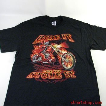 Ride It - FLAMING SKELETON CYCLE BLACK XXL Short Sleeve