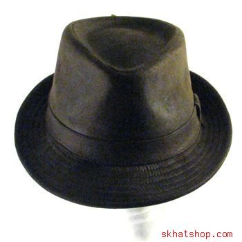 NWT FAUX SUEDE STINGY BRIM FEDORA TRILBY HAT BROWN S/M