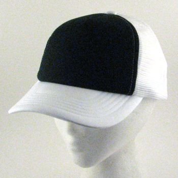 COTTON 2 TONE MESH TRUCKER URBAN HAT CAP BLACK WHITE