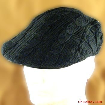 100% COTTON KNIT CABLE IVY DRIVER GOLF CAP HAT BLACK ML