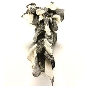Mix Patch Crinkle Chunky Light Scarf Shawl Wrap Black