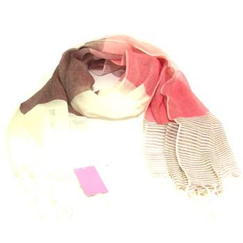 Cool Linen Light Sheer Large Wide Scarf Shawl Fuchsia