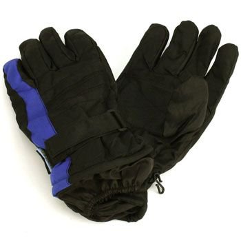 Men's Winter Thinsulate 3M Waterproof Velcro Ski Wrist Cover Gloves Blk Blue M/L