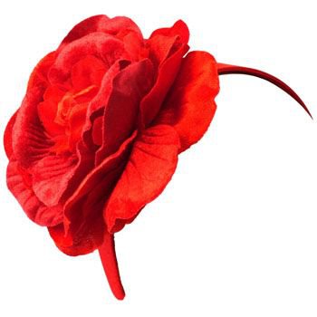 Wide Fancy Formal Big Velvety Flower Handmade Fascinator Headwrap Headband Red