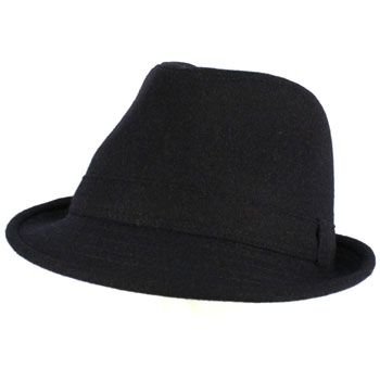Men's Winter Classic Wool Solid Fedora Trilby Gangster Mob Cap Hat Navy L/XL