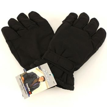 Men's Winter Thinsulate 3M Waterproof Velcro Ski Snow Gloves Solid Black L/XL